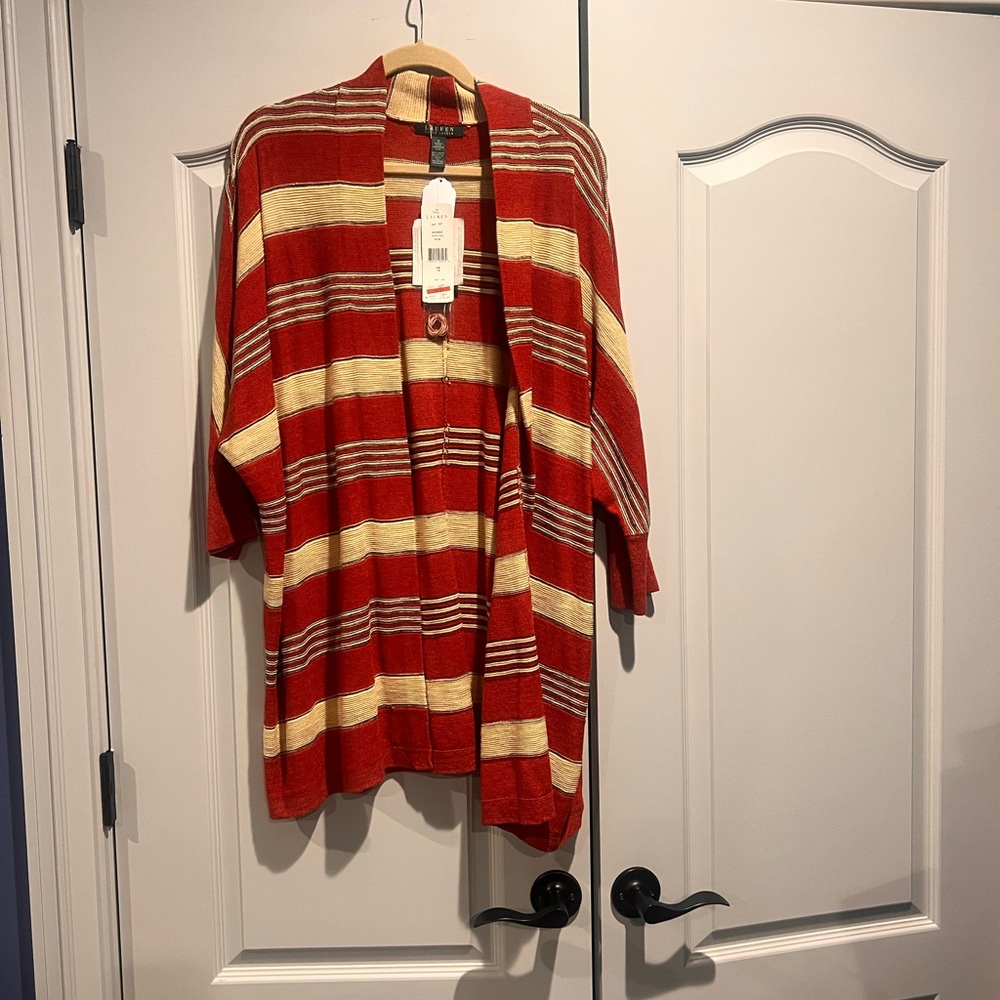 Lauren Ralph Lauren Red and Cream Striped Sweater